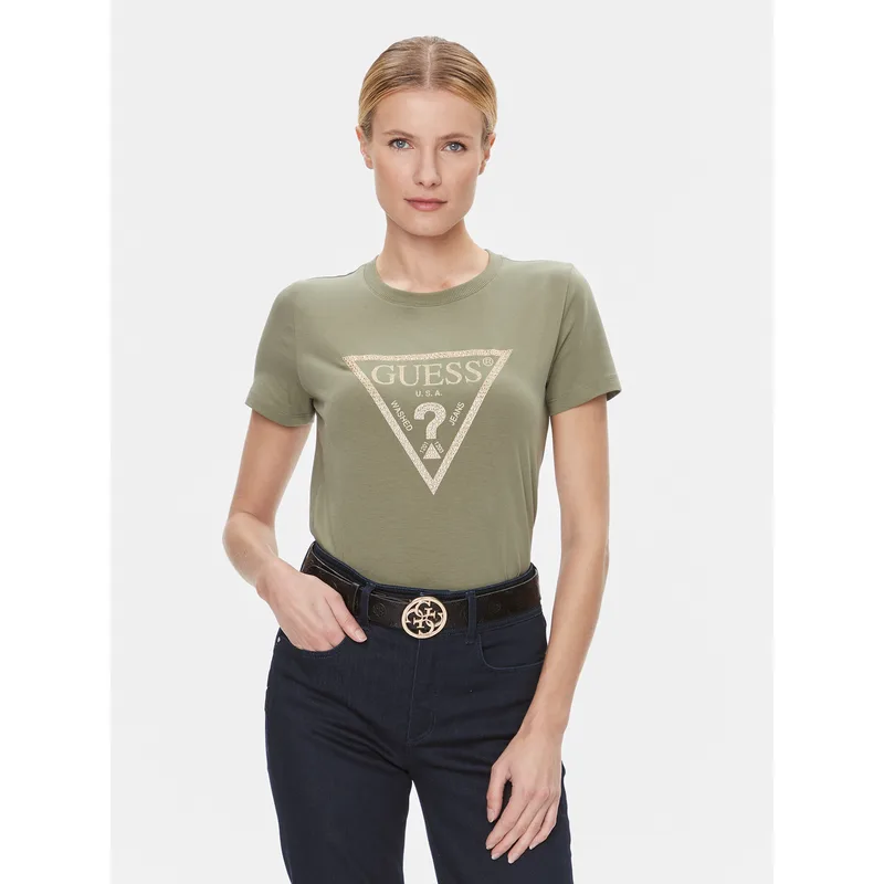 Guess T-Shirt W4RI69 J1314 Πράσινο Regular Fit