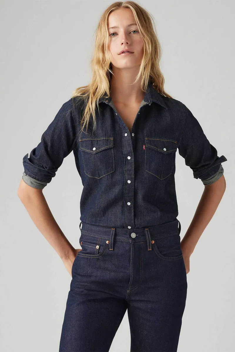 Levi's® γυναικείο denim πουκάμισο Standard Fit "Western" - 167860101 Denim Blue Σκούρο