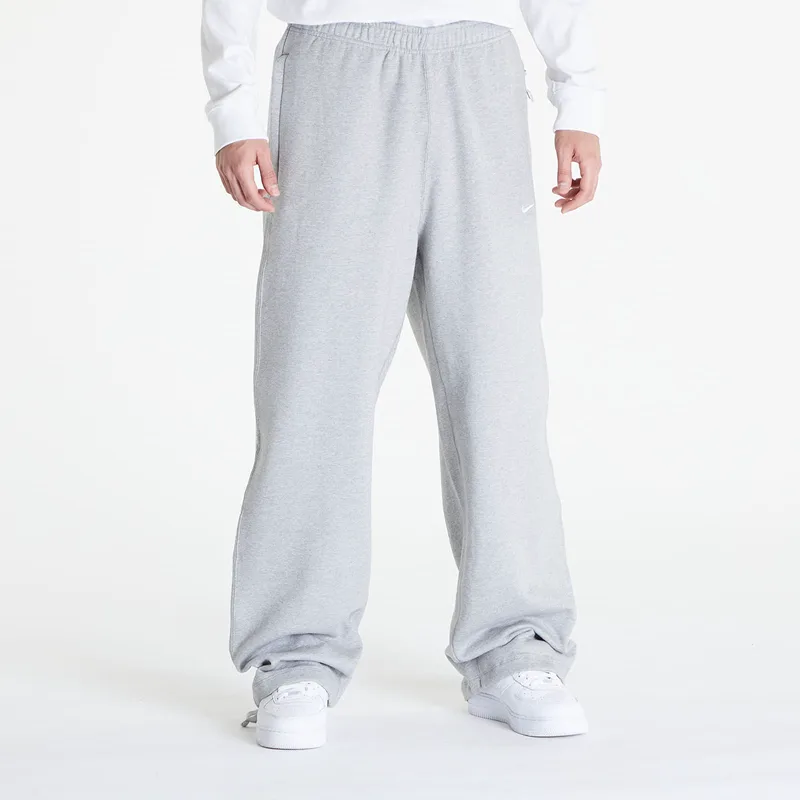 Φόρμα Nike Solo Swoosh Men's Open-Hem Brushed-Back Fleece Pants Dk Grey Heather/ White XL