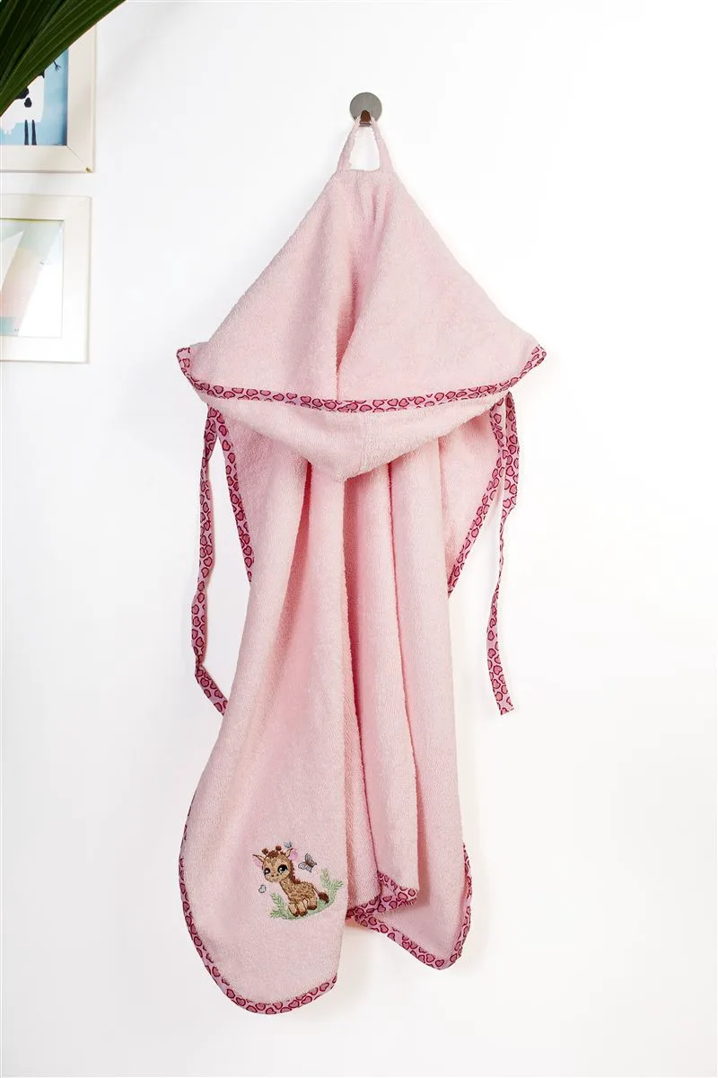 Κάπα Με Κέντημα Bebe 75x85εκ. Giraffe 171 Ροζ Dimcol