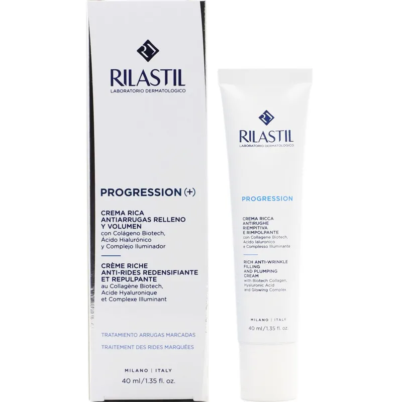 Rilastil Progression (+) Rich Anti-Wrinkle Filling & Plumping Cream Αντιρυτιδική Κρέμα Πλούσιας Υφής για Λάμψη & Επαναφορά Όγκου 40ml