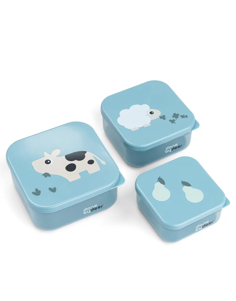 Σετ 3 Τεμαχίων Snack Box Done by Deer Tiny Farm Blue 240ml 370ml 540ml BR79520
