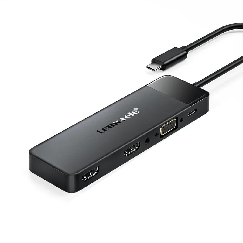 Lemorele TC94 Docking Station 10-σε-1 USB-C Hub με Triple Display (Dual HDMI + VGA), PD 100W, SD/TF & Audio για Laptop / MacBook / Surface