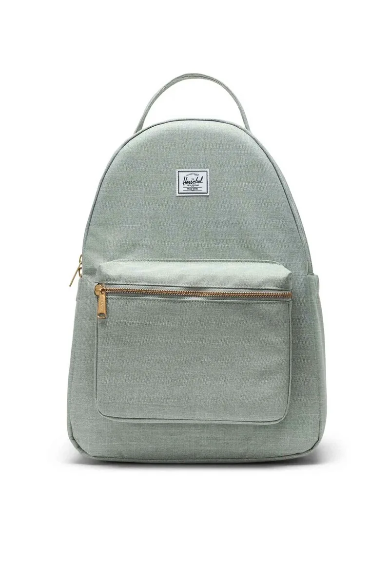 Herschel unisex backpack μονόχρωμο με contrast logo patch "Nova™" 18 L - 66UBCL01935 Πράσινο Ανοιχτό