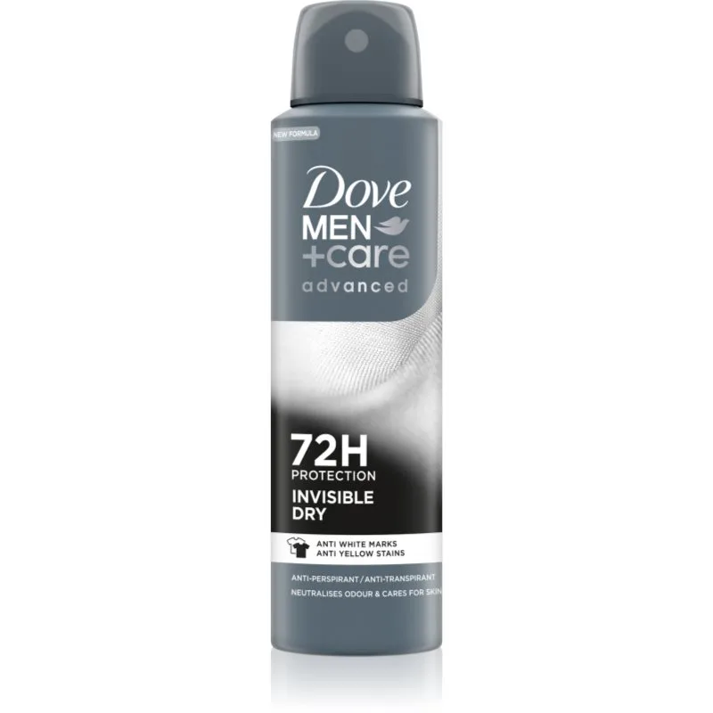 Dove Men+Care Advanced Invisible Dry αποσμητικό για την αντιμετώπιση των λευκών και κίτρινων κηλίδων Invisibile Dry 150 ml
