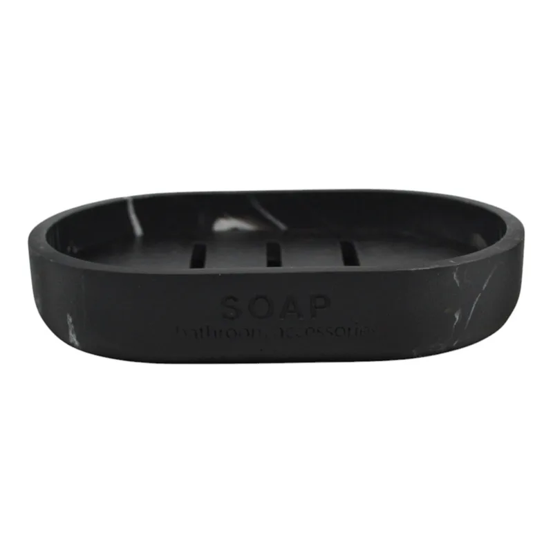 Σαπουνοθήκη Μαρμάρινη Όψη Μαύρο Polyester 12.6x8.5x2.2cm ANKOR