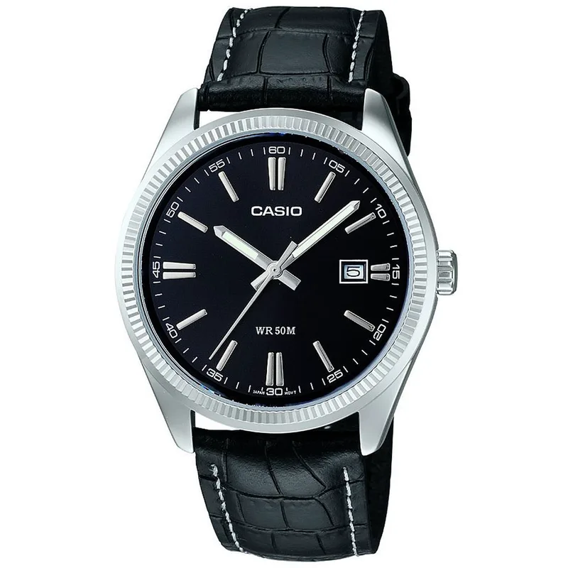 CASIO Collection Black Leather Strap MTP-1302PL-1AVEF