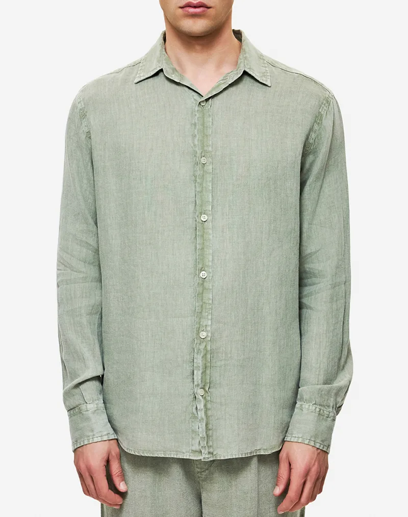 DIRTY LAUNDRY Classic Linen Shirt DLMS000134-VINTAGE GREIGE Gray