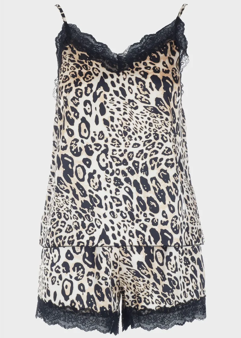 Γυναικείο σατέν baby doll animal print ρυθμιζόμενες τιράντες ANIMAL