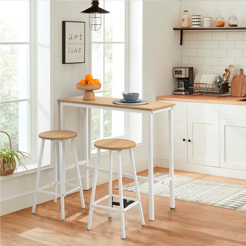 Σετ Τραπέζι Μπαρ Με 2 Σκαμπό Mola Set 100 - Karina White 869Vel1407 (100x90x40 cm)