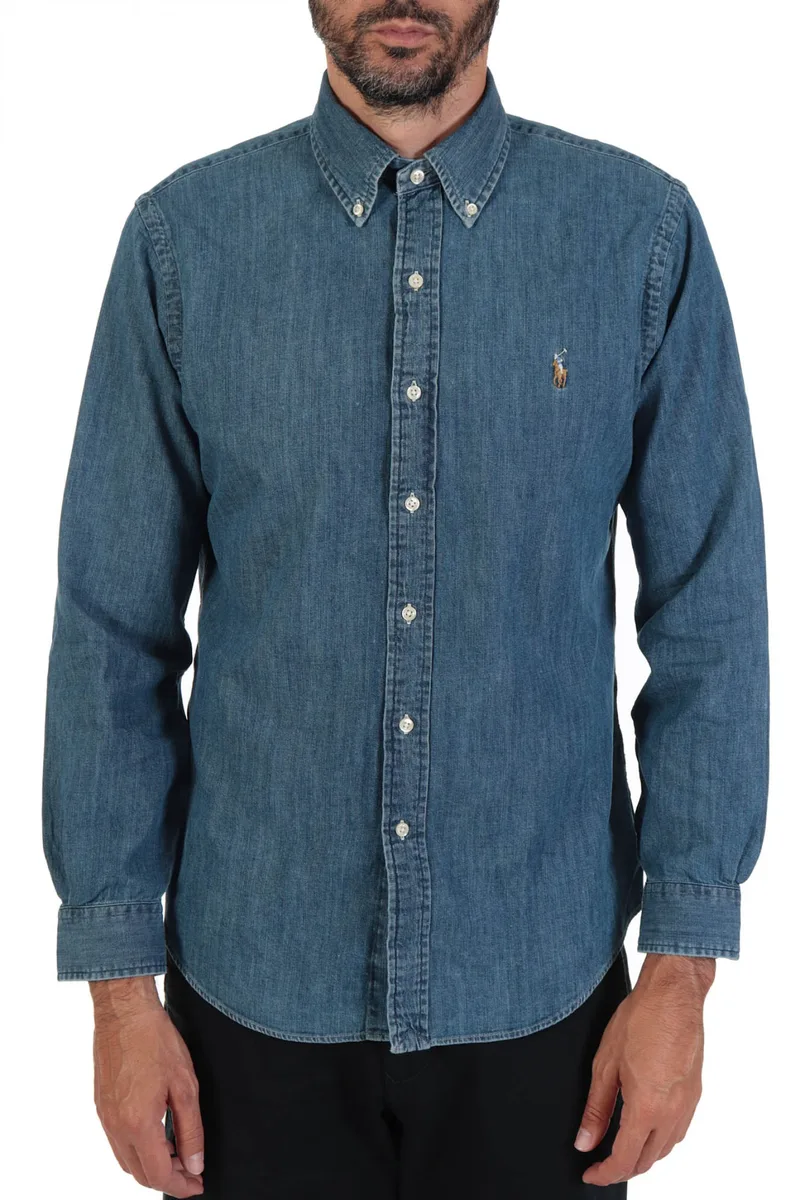 RALPH LAUREN ΠΟΥΚΑΜΙΣΟ BUTTON DOWN CUSTOM FIT CORE REPLEN JEANS BSR ΜΠΛΕ