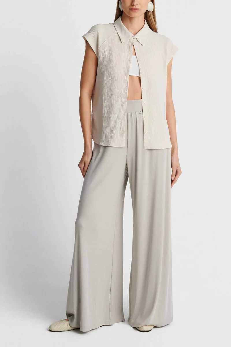 'ALE γυναικεία παντελόνα μονόχρωμη Loose Fit - 8923042 Εκρού