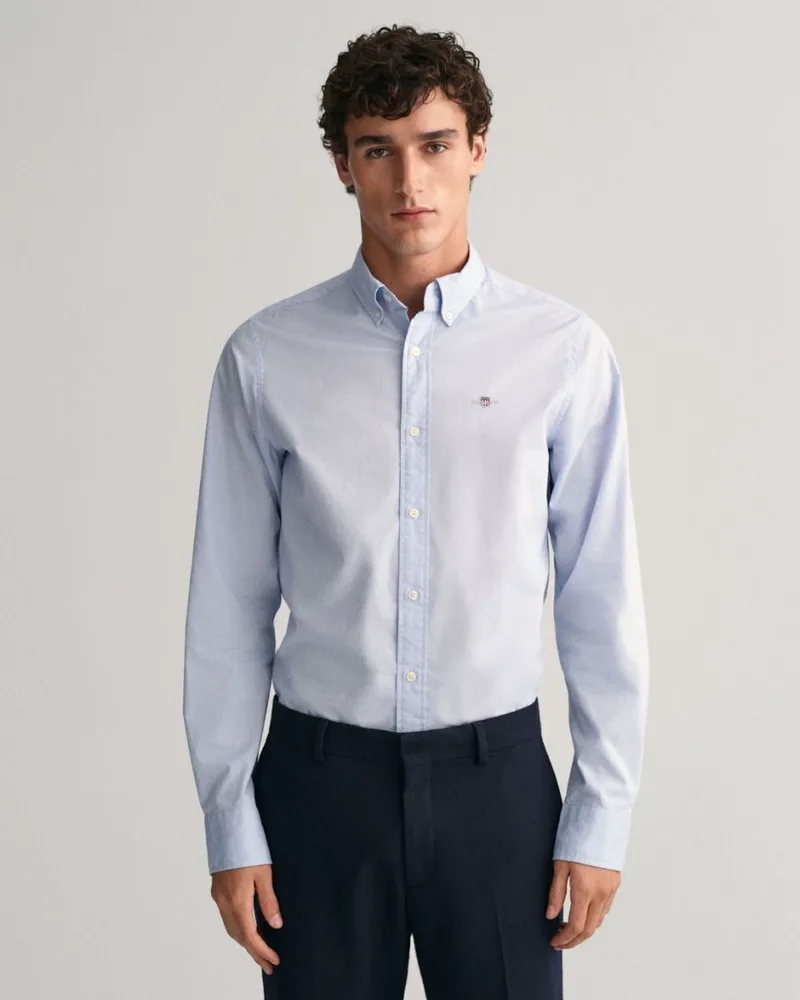 Gant Aνδρικό Regular Pinpoint Oxford Shirt 3000300 Ανοιχτό Μπλέ