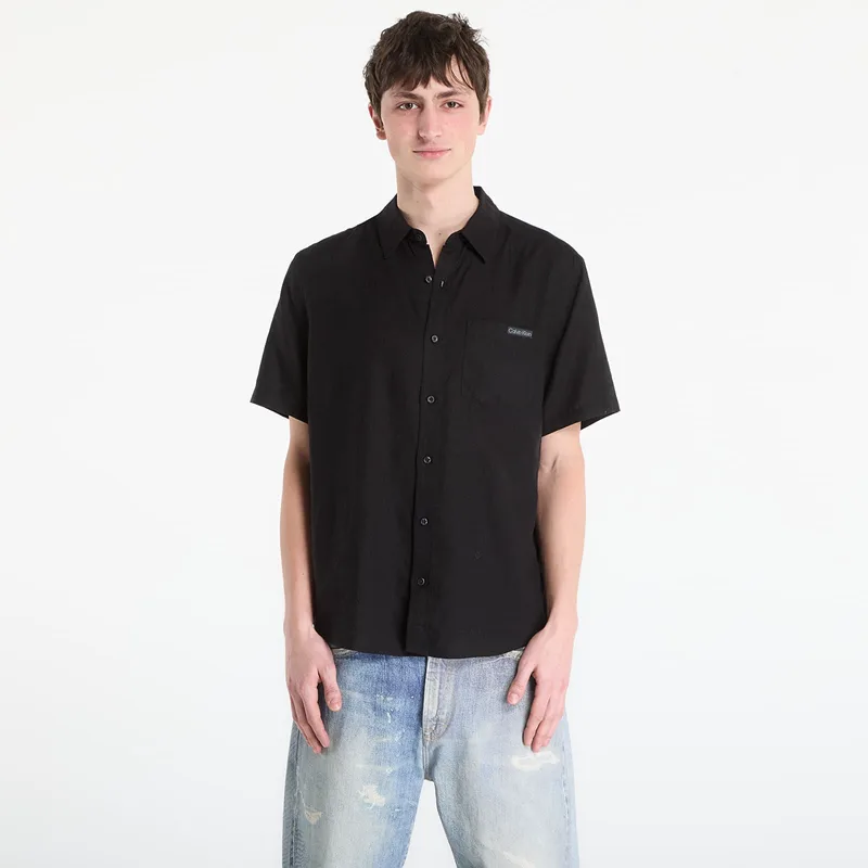 Πουκάμισο Calvin Klein Jeans Ss Solid Causal Line Shirt Black S
