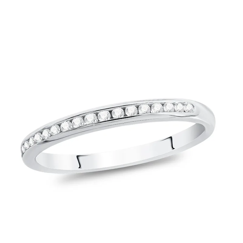 Diamond Group Μισόβερο Δαχτυλίδι με Διαμάντια Brilliant από Λευκό Χρυσό 18 Καρατίων DDX349