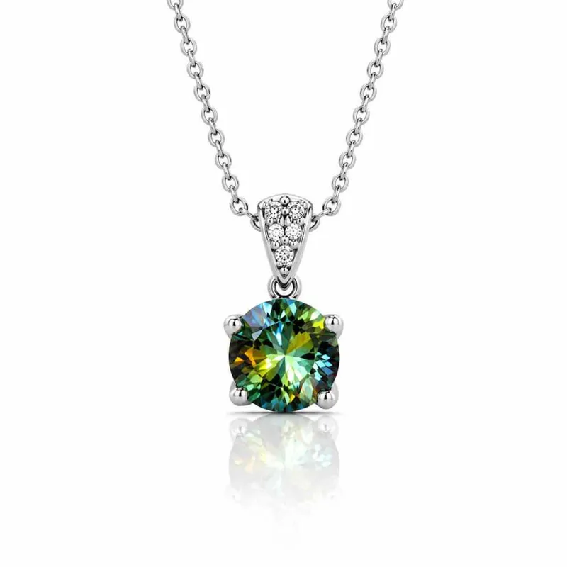 Ασημένιο Κολιέ 925 με Multicolor Moissanite 1ct και GRA