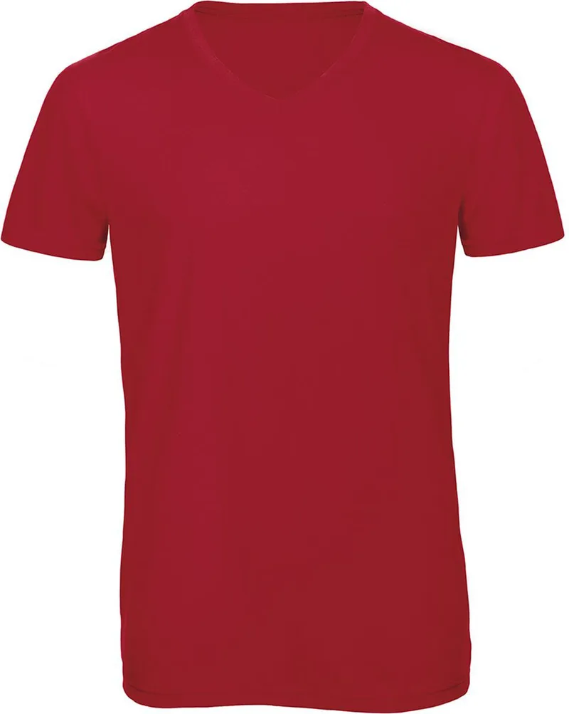 V Neck T-Shirt Triblend B & C V TM057 Red