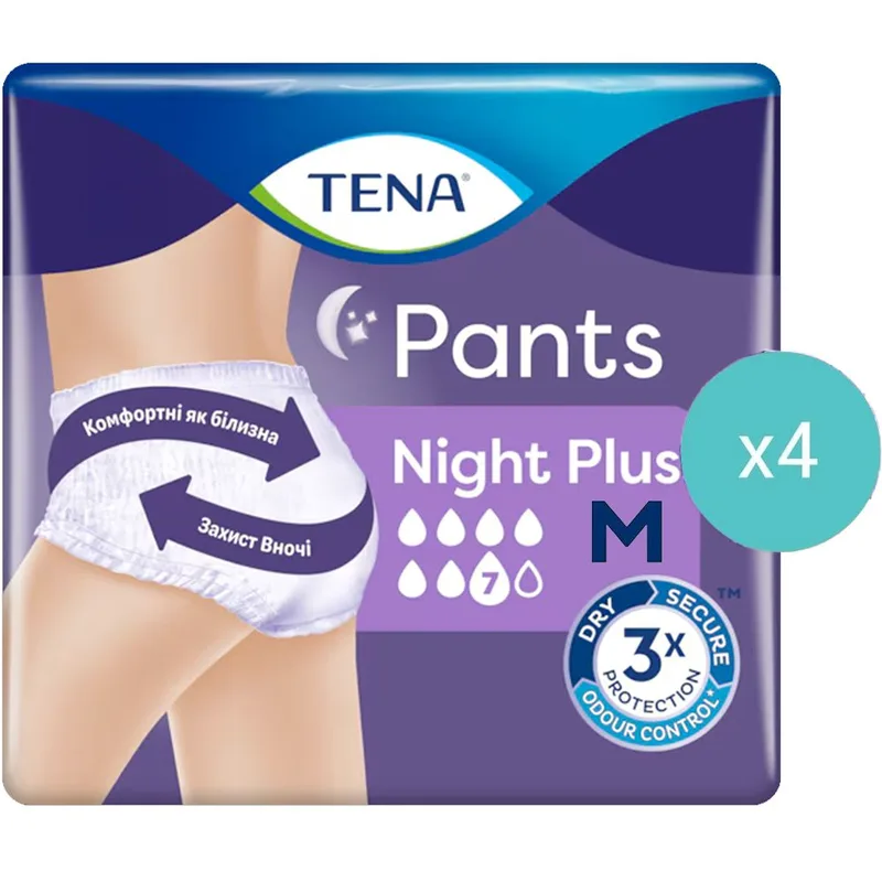 Σετ Tena Pants Plus Night Unisex Απορροφητικά Εσώρουχα για Βαριά Μορφή Ακράτειας 48 Τεμάχια - Medium 80-110cm