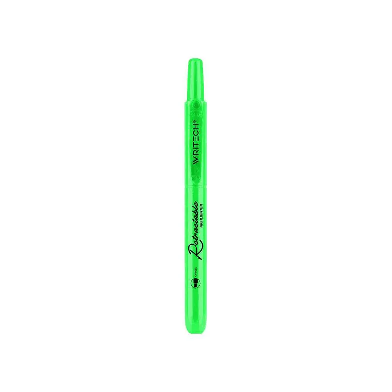 Writech Μαρκαδόρος Υπογράμμισης Κουμπί Πλακέ 1-4mm Retractable Neon Green 545717