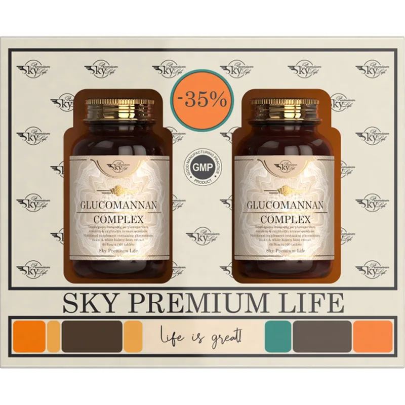 Sky Premium Life Promo Glucomannan Complex Συμπλήρωμα Διατροφής με Γλυκομαννάνη, Ινουλίνη, & Εκχύλισμα Λευκών Φασολιών για Απώλεια Βάρους 120tabs (2x60tabs)