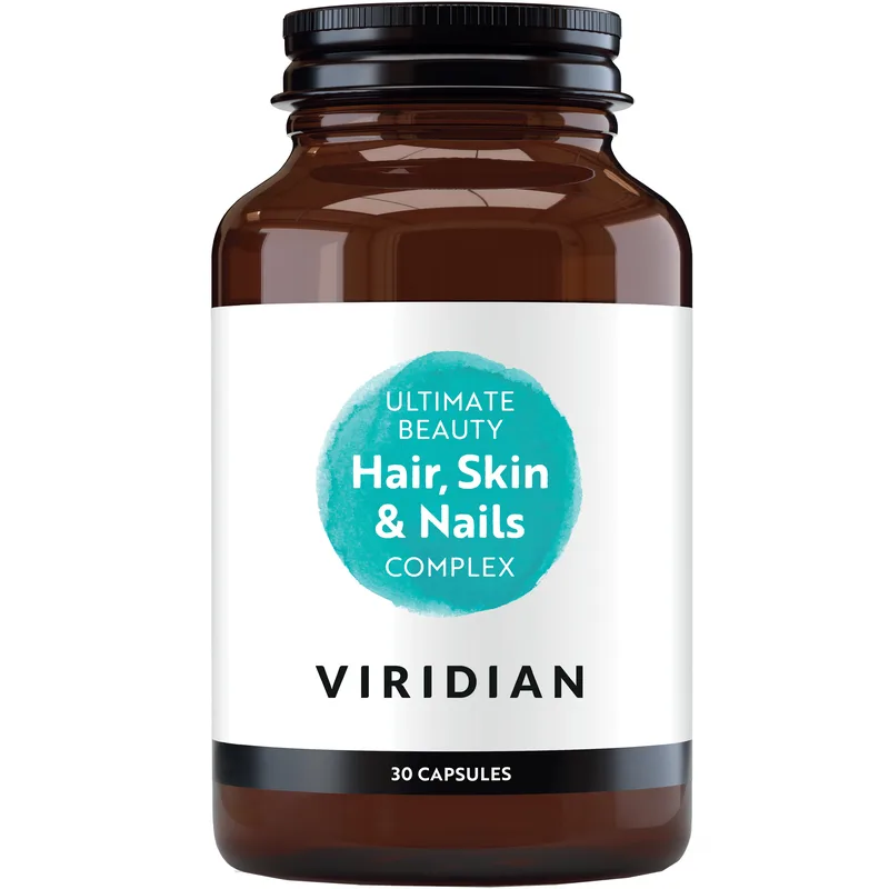Viridian Ultimate Beauty Hair, Skin & Nails Complex Συμπλήρωμα Διατροφής Φόρμουλας Βιταμινών, Μετάλλων & Εκχυλίσματος Βοτάνων για την Υποστήριξη των Υποκείμενων Δομών του Υγιούς Δέρματος, Μαλλιών & Νυχιών 30caps