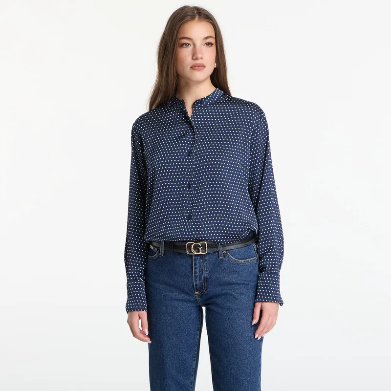 Πουκάμισο Michael Kors Polka Dot Print Satin Shirt Midnight Blue L