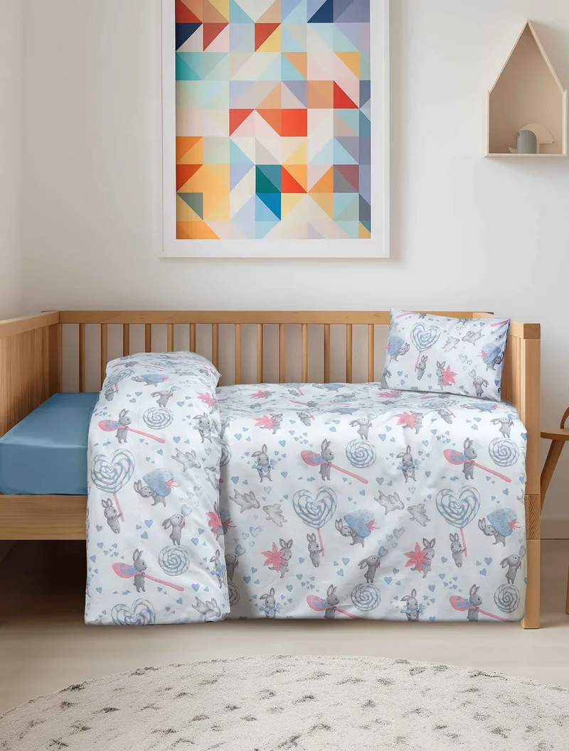 Σετ Σεντόνια Κούνιας 3 Τεμαχίων Madi Heartbeat 120x170