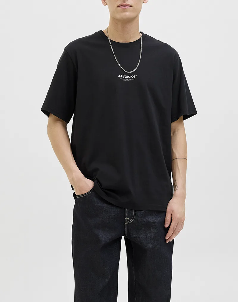 JACK&JONES JJESOHO TEE SS CREW NECK NOOS 12278787-BLACK Black