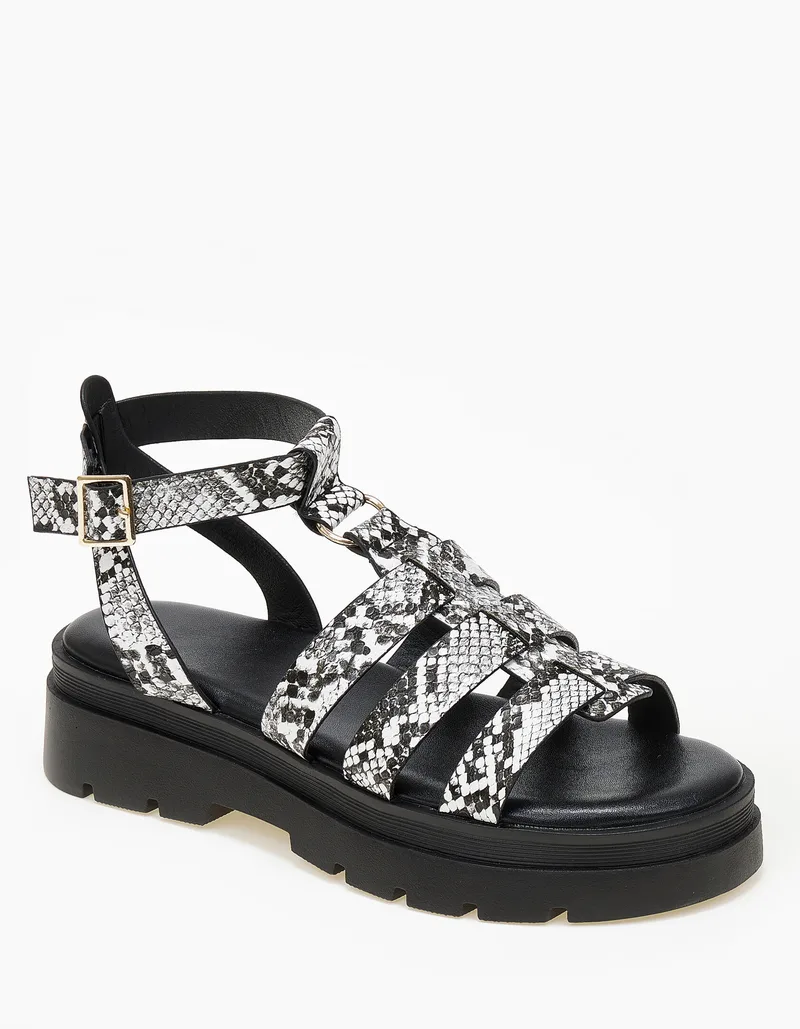Γυναικεία σανδάλια flatform με τρακτερωτή σόλα - Snake