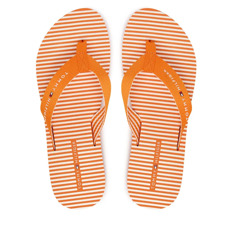 Σαγιονάρες Tommy Hilfiger Th Ithaca Stripe Summer Sandal FW0FW09192 Πορτοκαλί