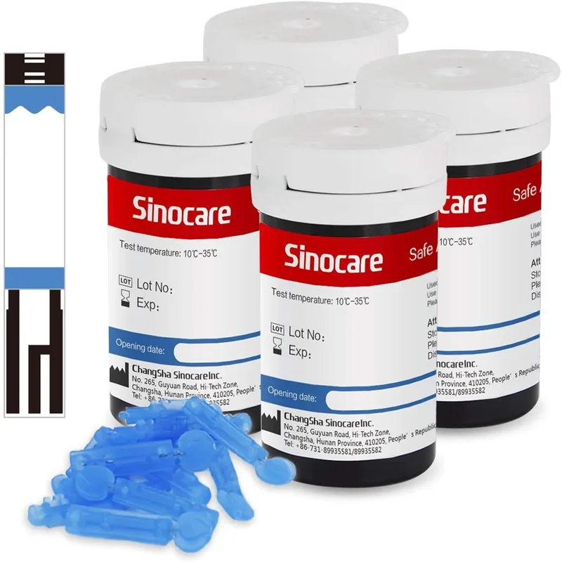 Sinocare Safe AQ Voice Blood Glucose Meter with Voice Reminder and Precise Test Results | No Meter+only 100pcs×(strips+lancets) | mmol/L
