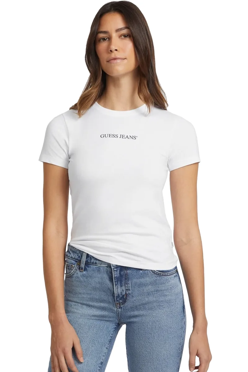 Κοντομάνικη slim fit με ανάγλυφη στάμπα Guess Jeans