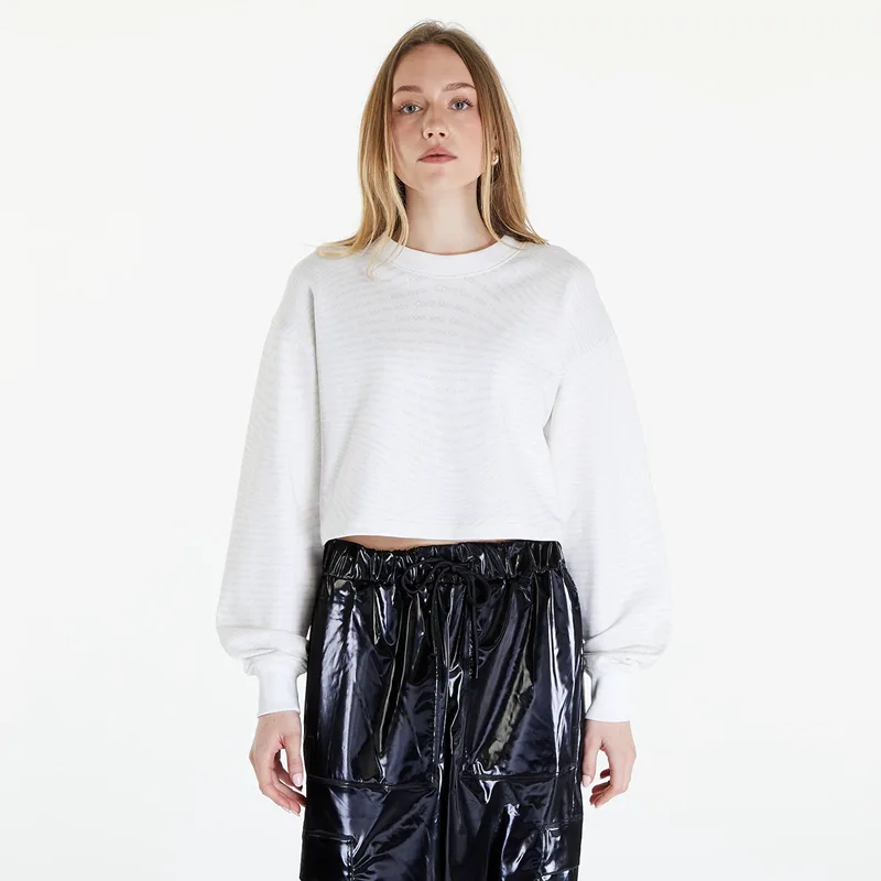 Φούτερ Calvin Klein Jeans Logo Short Crewneck Warp Logo White L