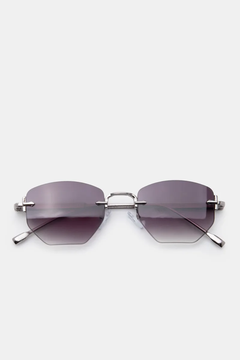 Γυαλία Ηλιού Rimless Diamond Cut Geometric - Ασημί