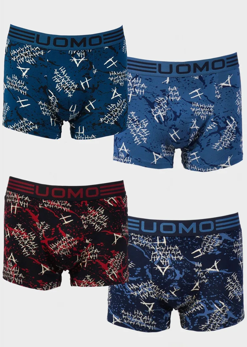 Aνδρικό boxer εξωτερικό λάστιχο με ρίγες all print letters. Συσκευασία 4pack MULTI COLOUR