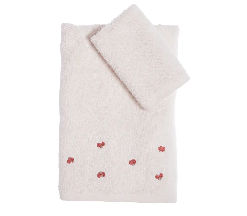 Σετ Βρεφικές Πετσέτες 2 Τεμαχίων Nef-Nef Lady Bug Ecru 30x50,70x140