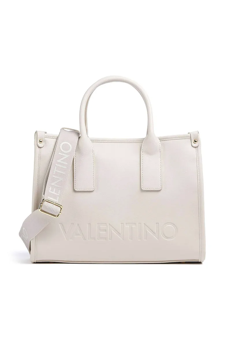 Valentino γυναικεία τσάντα χειρός με ανάγλυφο λογότυπο "Foxy Re" - 73LVBS9EO04/FOX Εκρού
