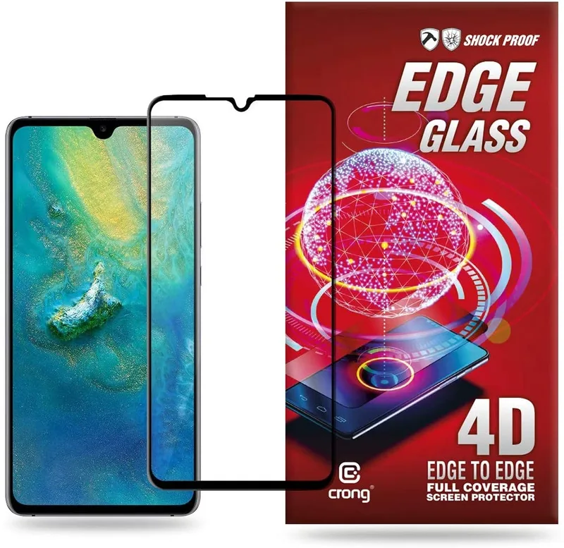 Crong Edge Glass Full Glue - Fullface Tempered Glass Αντιχαρακτικό Γυαλί Οθόνης Huawei Mate 20 - Black (CRG-GLEDGE-HM20)