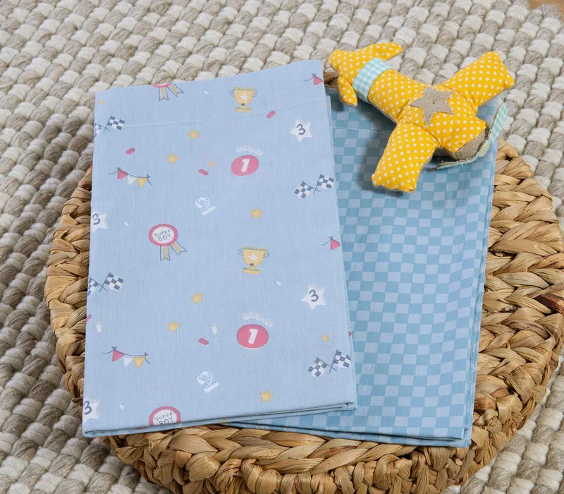 Σετ Σεντόνια Λίκνου 2 Τεμαχίων Nef-Nef Super Boy Blue 70x120