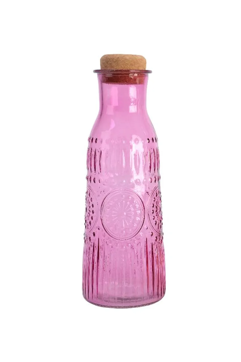 Καραφα Γυαλινη Με Αναγλυφο Σχεδιο 1Lt 9.5x9.5x27cm Μώβ Kaeming