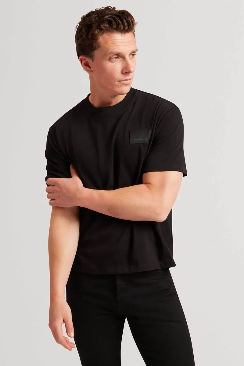 Ted Baker ανδρικό T-shirt με logo patch Regular Fit "Lucka" - 283169 Μαύρο