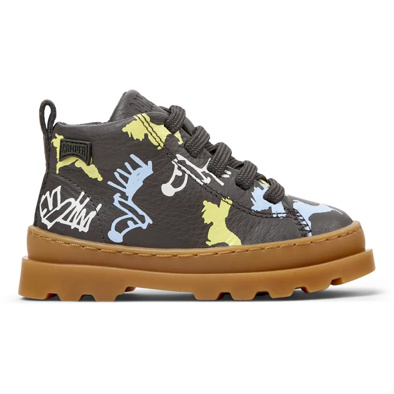 CAMPER Twins - Μπότες Για Firstwalkers - Γκρι,Κίτρινο,Μπλε, Μέγεθος 24, Smooth leather
