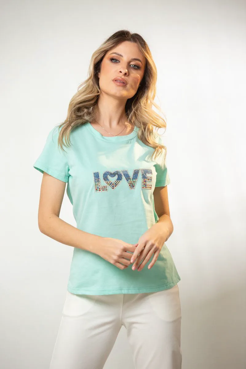 ΜΠΛΟΥΖΑ ΜΕ ΤΥΠΩΜΑ ΣΤΡΑΣ LOVE Ροζ