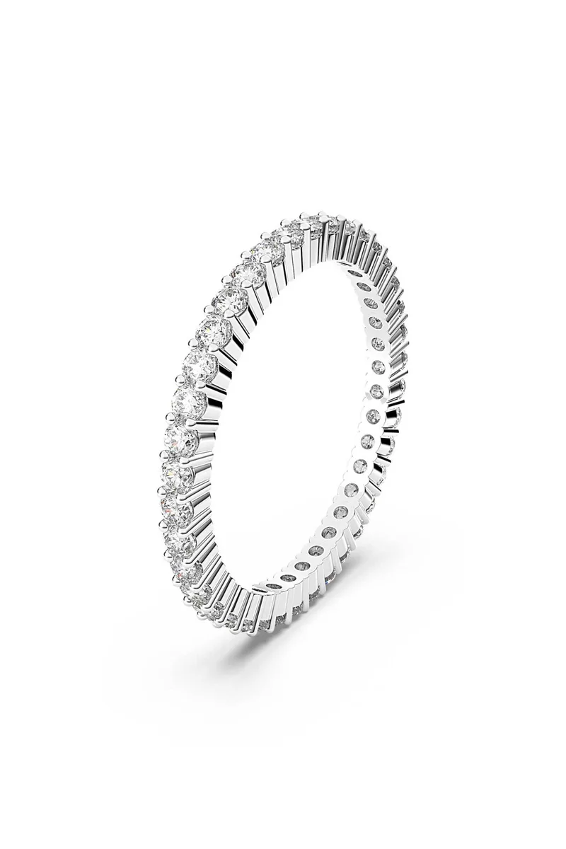 Swarovski γυναικείο δαχτυλίδι στρογγυλή κοπή, λευκό, φινίρισμα σε ασημένιο τόνο "Matrix Vittore" (52) - 5656300