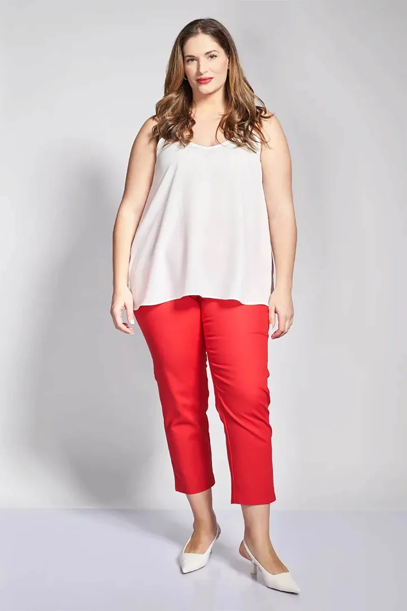 Parabita γυναικείο παντελόνι chino Straight Fit - 012610209706 Κόκκινο