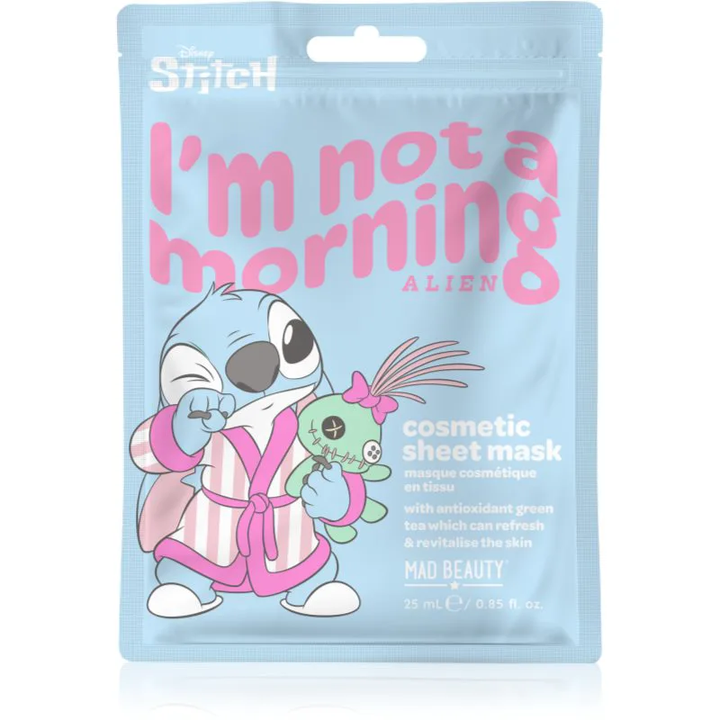 Mad Beauty Disney Stitch υφασμάτινη μάσκα ενυδάτωσης με καταπραϋντική δράση 25 ml