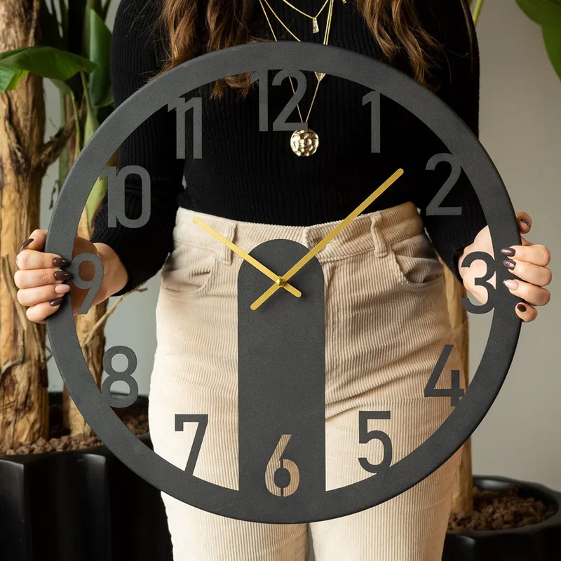 Μεταλλικό Διακοσμητικό Ρολόι Τοίχου Mood Metal Wall Clock - Aps114 - Black 507Atp1509 48x48 cm