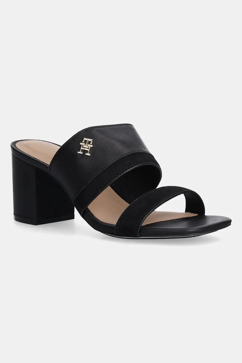 Δερμάτινα mules Tommy Hilfiger LEATHER & SUEDE BLOCK HEEL MULE