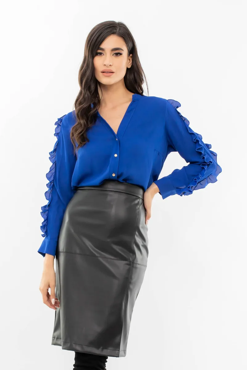 ΦΟΥΣΤΑ PLUS SIZE ECO LEATHER PENCIL ΜΕ ΣΚΙΣΙΜΟ ΜΑΥΡΗ ΜΑΥΡΟ