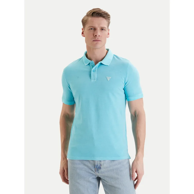 Guess Polo F6GP03 K9WF1 Τυρκουάζ Slim Fit
